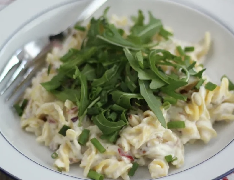Pasta met kip en prei in een boursin sausje