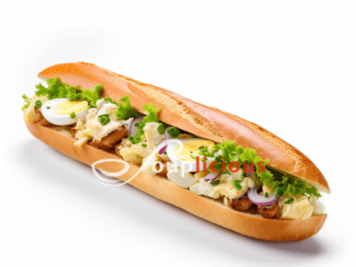 Broodje eier met spekjes salade