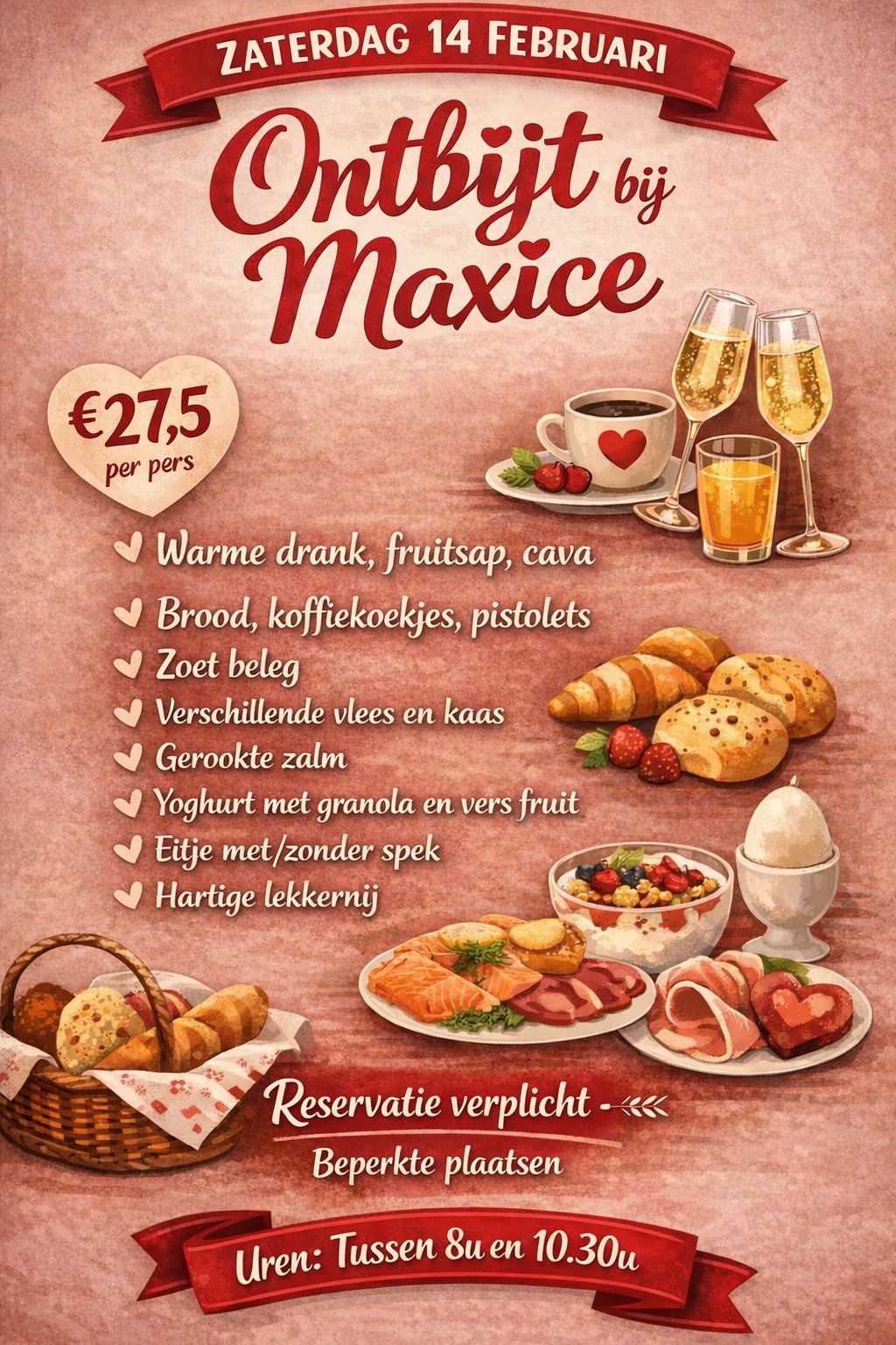 Valentijsontbijt ter plaatse!!!