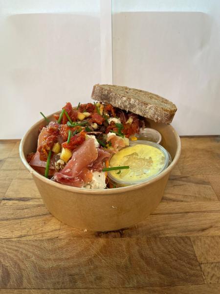 salade geitenkaas en gandaham